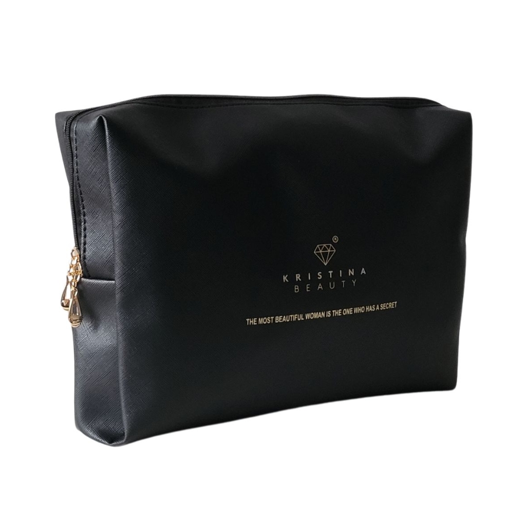 Kristina Beauty didelė kosmetinė su logotipu, 29x21x12cm, juodos spalvos