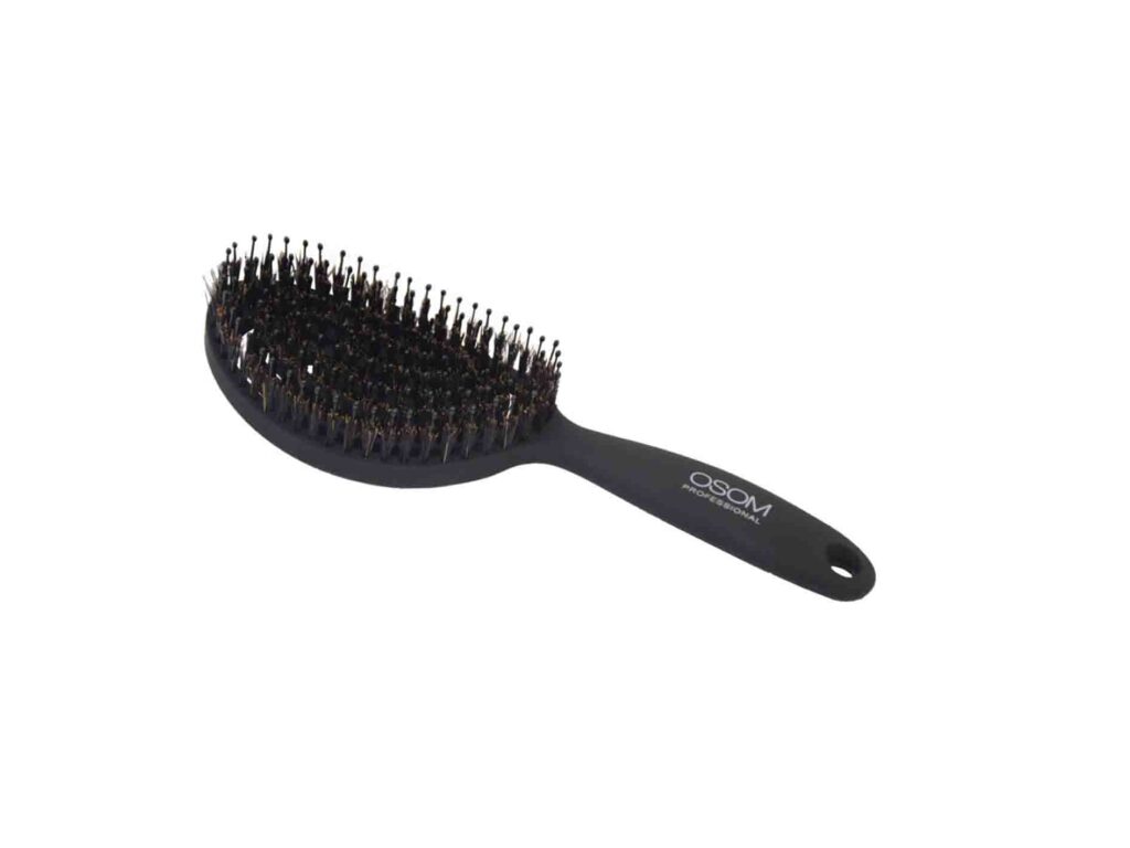 OSOM Professional šepetys plaukams OSOM99573, lenktas, ovalus, su nailono spygliukais ir šerno šereliais