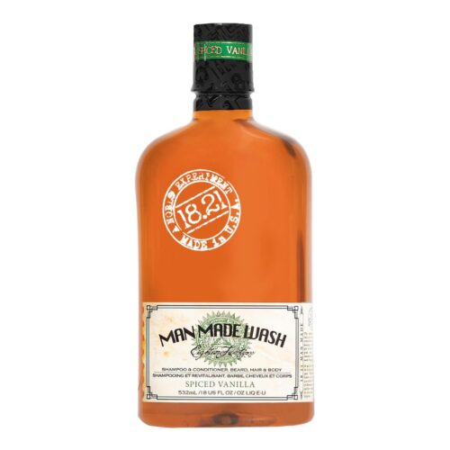 18.21 Man Made daugiafunkcinė priemonė vyrams 3in1: stiprinamasis šampūnas, kondicionierius ir kūno prausiklis viename Wash Spiced Vanilla WSH18SV, 530ml