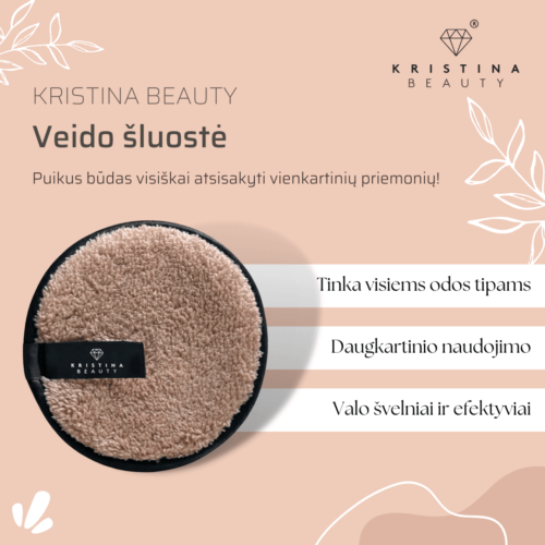 Kristina Beauty šluostė, daugkartinis padelis makiažui valyti, 1vnt