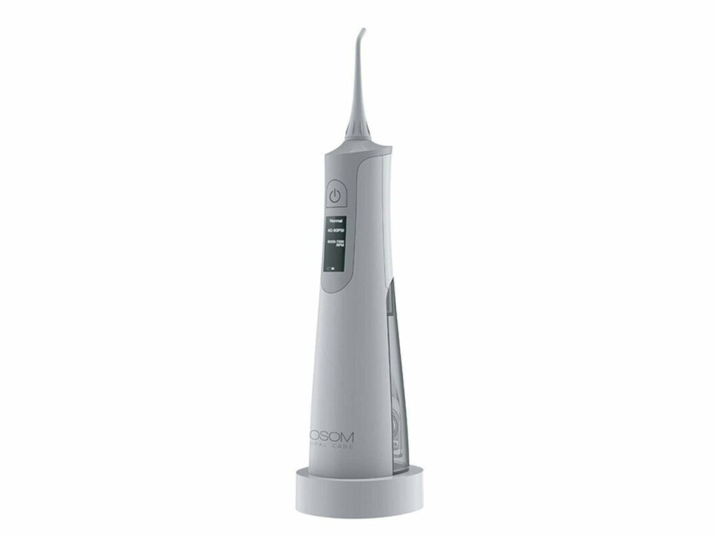 OSOM Oral Care burnos irigatorius Silver OSOMORALWF128SILV, IPX7, LCD ekranėlis, sidabrinės spalvos