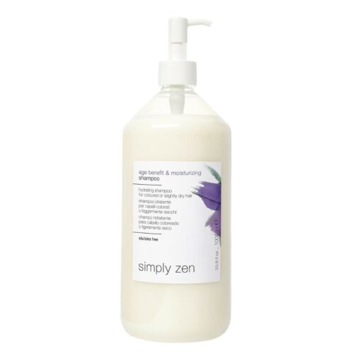 Simply Zen drėkinamasis šampūnas apysausiems plaukams AGE BENEFIT & MOISTURIZING SHAMPOO be dozatoriaus, 1000ml