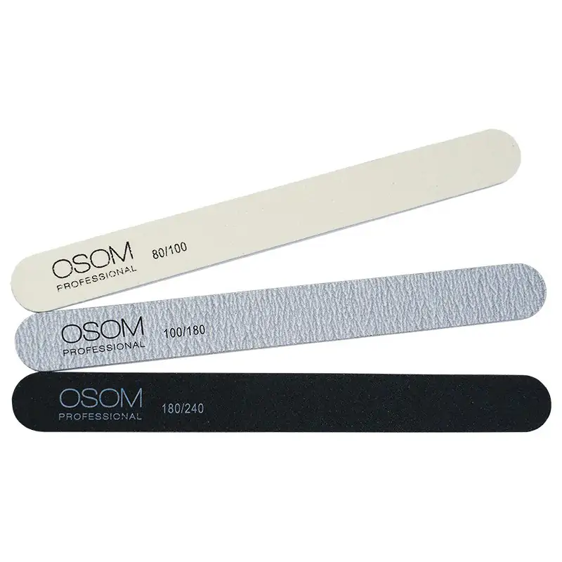 Osom Professional dildžių nagams rinkinys Emery Staright Shape Nail Files Kit OSOMP1803, 3vnt., skirtingo rupumo dildžių