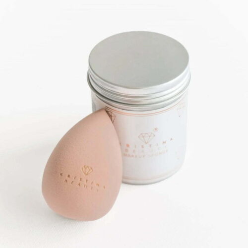 Kristina Beauty makiažo kempinėlė Peach - persikinės spalvos - su logotipu