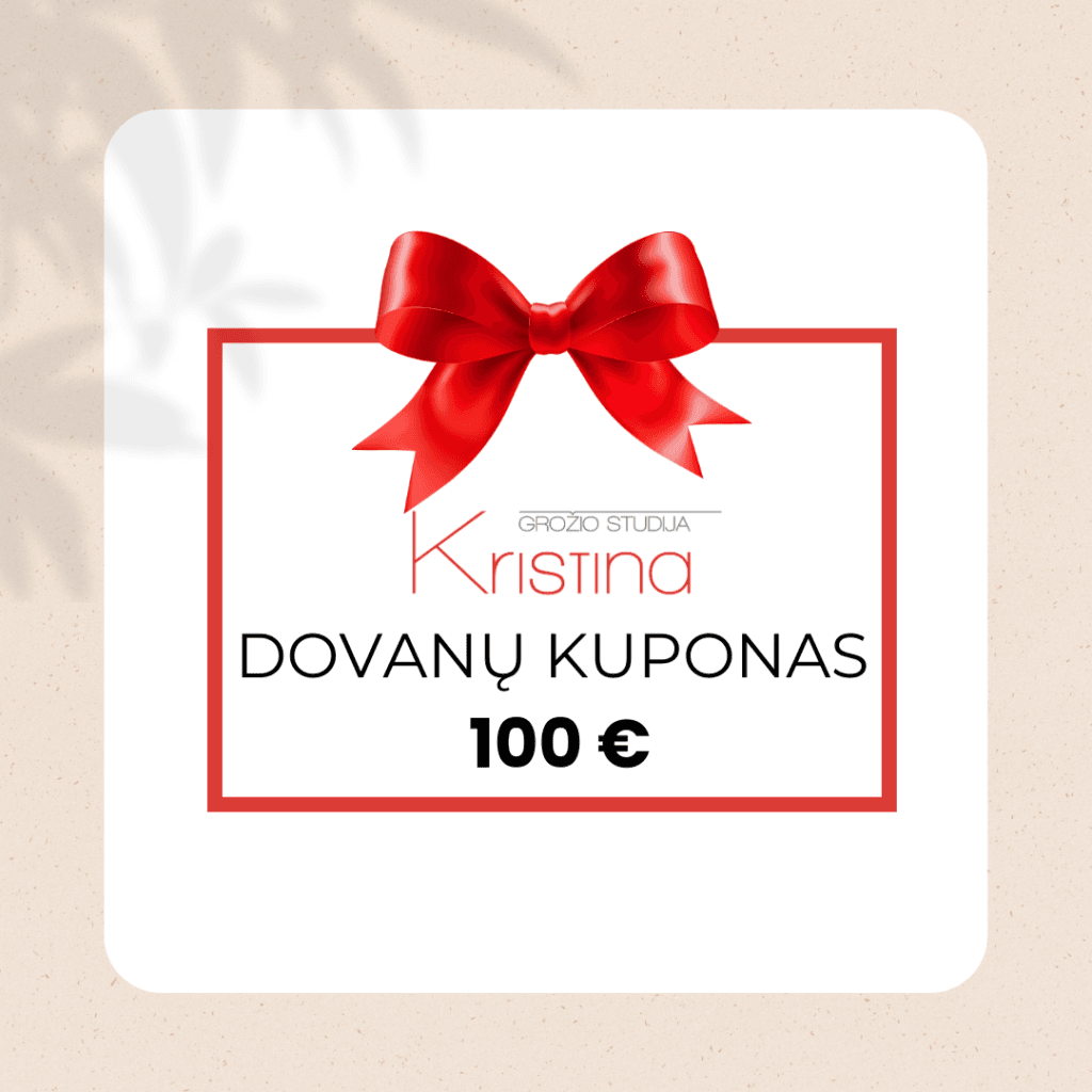 Fizinis dovanų kuponas 100€ Grožio studija Kristina