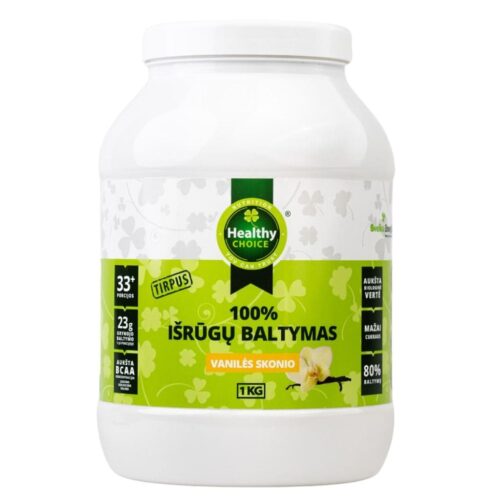 Healthy Choice 100% išrūgų baltymai, vanilės skonio, 1kg