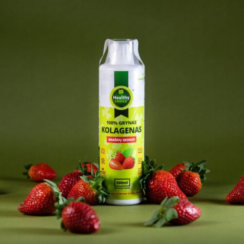 Healthy Choice 100% grynas kolagenas, braškių skonio, 500ml