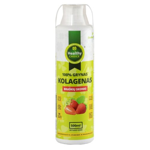 Healthy Choice 100% grynas kolagenas, braškių skonio, 500ml