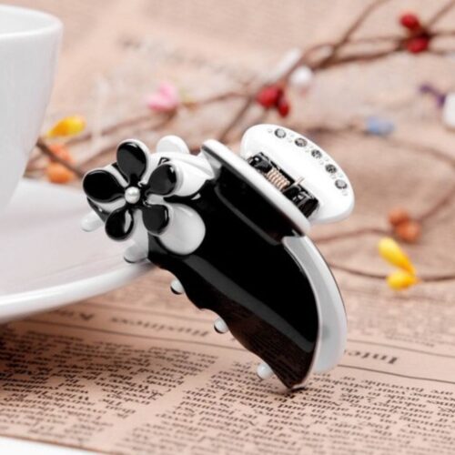 Plaukų segtukas-krabukas Chaplet AZ70413BL, juodas, su gėlyte, 5 cm