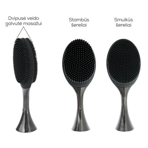 Įkraunamas elektrinis, garsinis dantų šepetėlis OSOM Oral Care Sonic Toothbrush Black OSOMORALT40BL, su veido valymo/masažavimo antgaliu