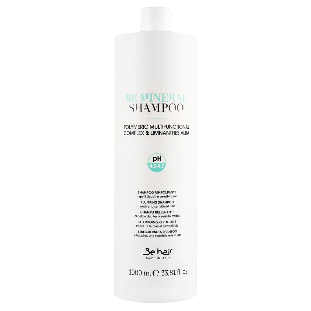 Be hair neapsunkinantis, apimties suteikiantis šampūnas, ploniems plaukams BE MINERAL (pH4.3-4.7), 1000ml