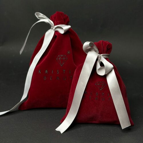 Kristina Beauty veliūrinis dovanų maišelis 12x15cm, bordo spalvos