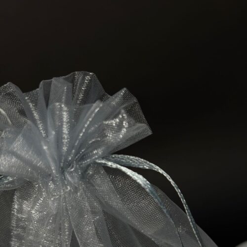 Dovanų maišelis iš organzos 16,5x22cm, spalva sidabrinė