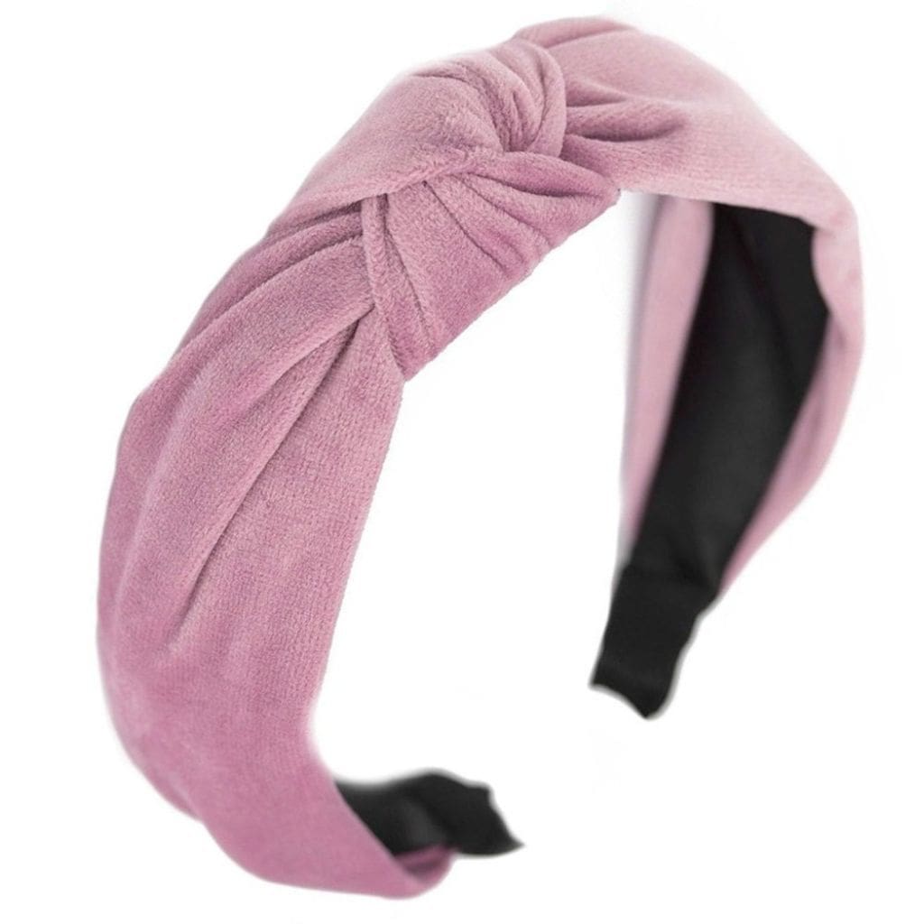 Veliūrinis plaukų lankelis, rožinės spalvos