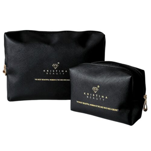 Kristina Beauty kosmetinė su logotipu, 18x9x12cm, juodos spalvos