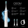 OSOM Oral Care įkraunamas, elektrinis, garsinis dantų šepetėlis Toothbrush White OSOMORALM1WH, baltos spalvos