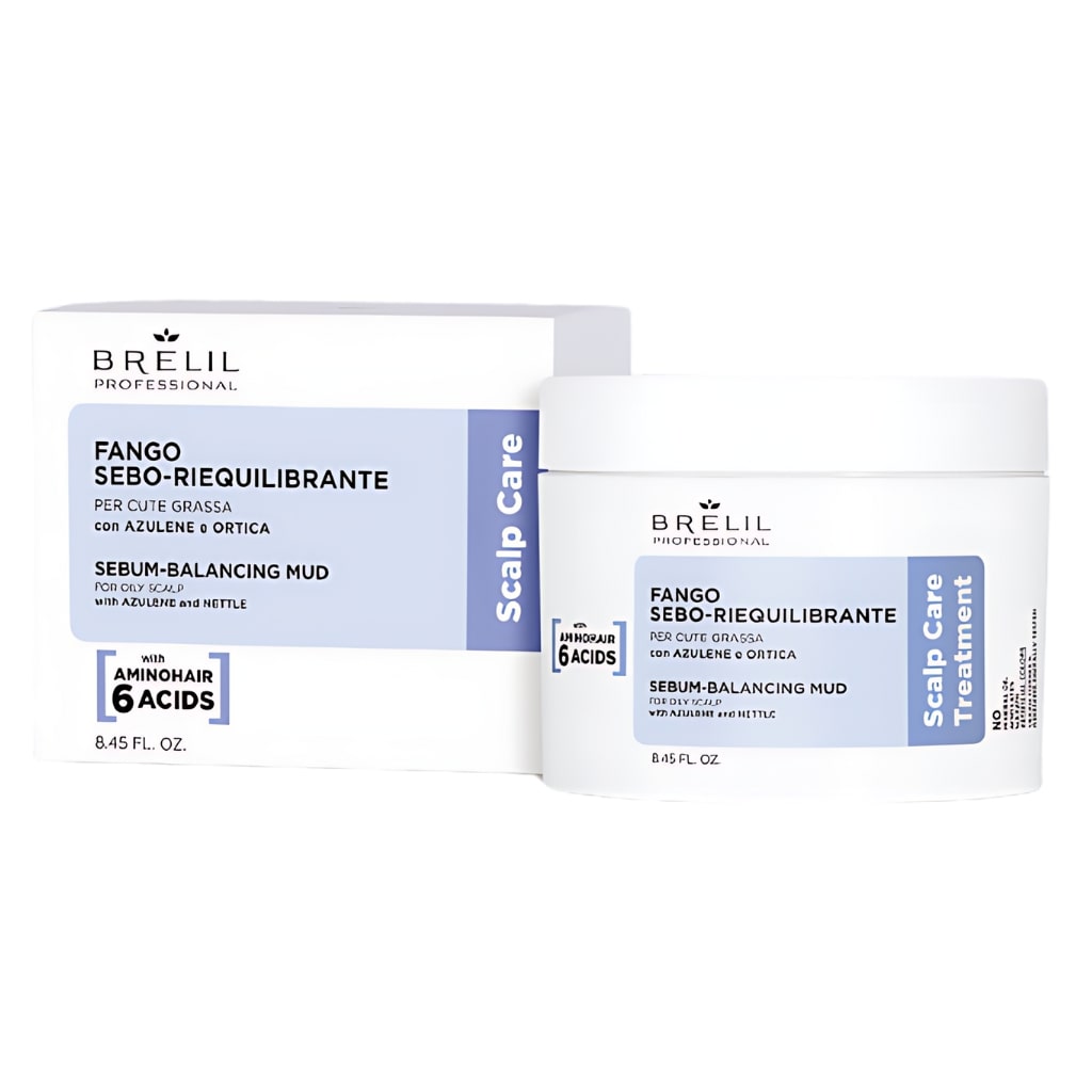 BRELIL purvo kaukė galvos odos riebumui mažinti ir banalsui atstatyti SEBUM-BALANCING MUD, 250ml