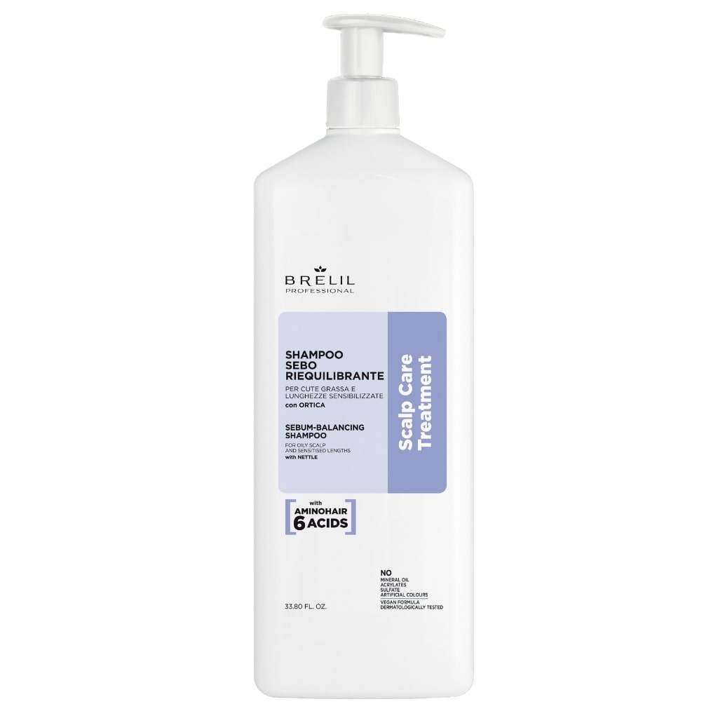 BRELIL šampūnas riebiai galvos odai ir silpniems plaukams SEBUM-BALANCING SHAMPOO, 1000ml