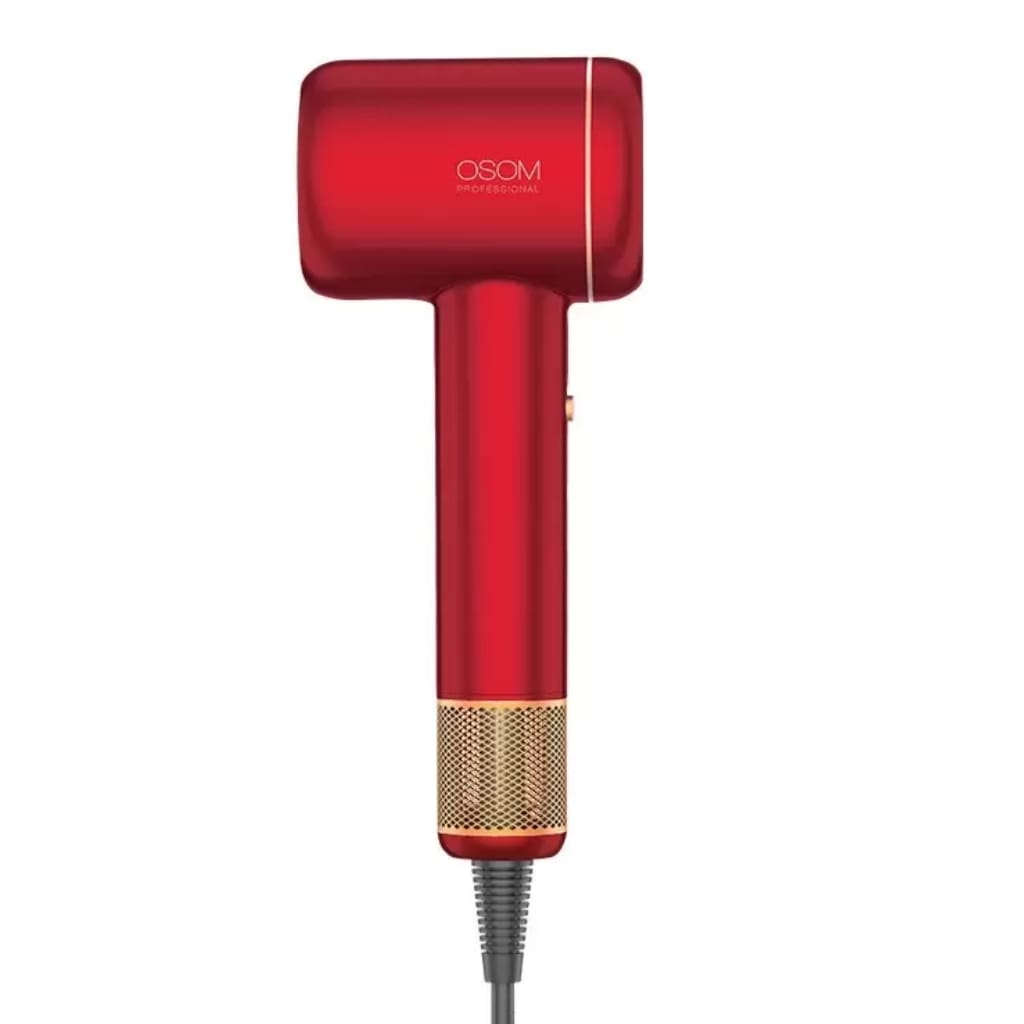 OSOM Professional plaukų džiovintuvas su Nano vandens jonų technologija NERO BLDC Hair Dryer OSOMPF8RD, 1600W, raudonos spalvos