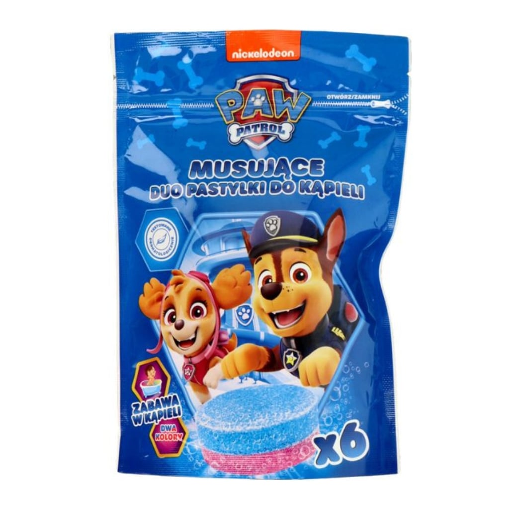 PAW PATROL spalvotos vonios tabletės vaisių aromato, 6x20g