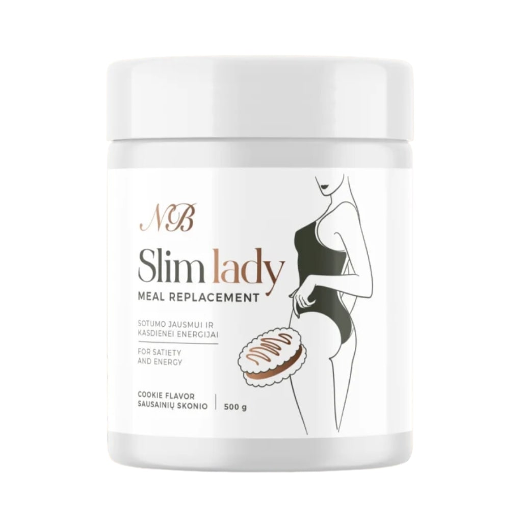 Slim lady sotumo jausmui ir kasdienei energijai palaikyti Meal Replacement, kreminių sausainių skonio, 500g