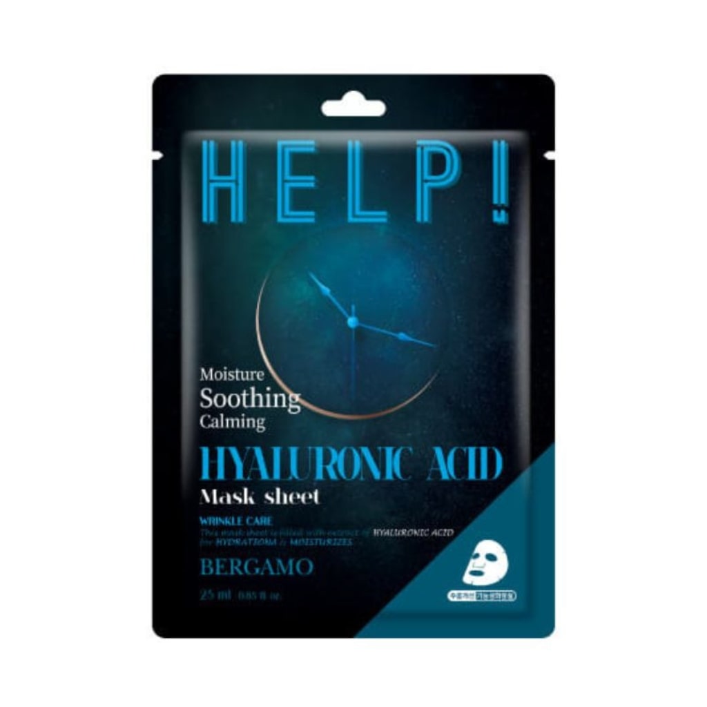 BERGAMO HELP lakštinė veido kaukė su hialurono rūgštimi, 25ml