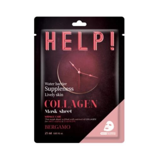 BERGAMO HELP lakštinė veido kaukė su kolagenu, 25ml