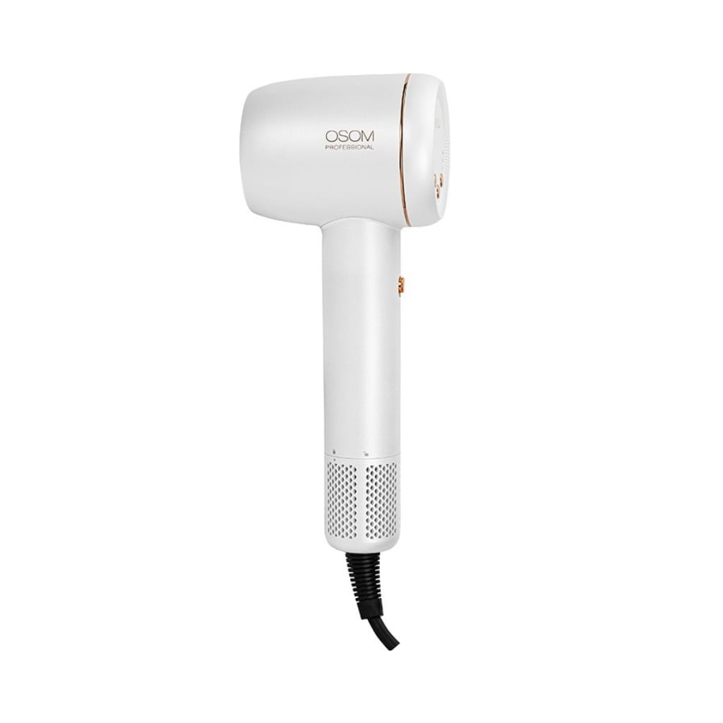 OSOM Professional plaukų džiovintuvas LUNA su Nano vandens jonų technologija BLDC Hair Dryer OSOMPF7S, 1600 W, baltos spalvos
