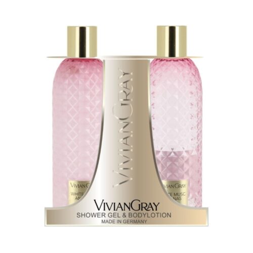 VIVIAN GRAY rinkinys: dušo želė ir kūno losjonas Gemstone White Musc and Ananas, 2x300ml