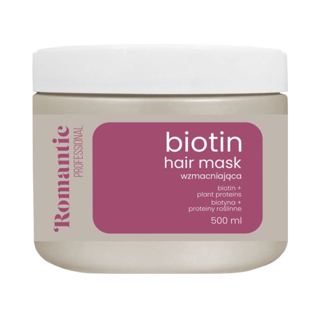 ROMANTIC PROFESSIONAL stiprinamoji kaukė nusilpusiems ir žvilgesį praradusiems plaukams Biotin, 500ml