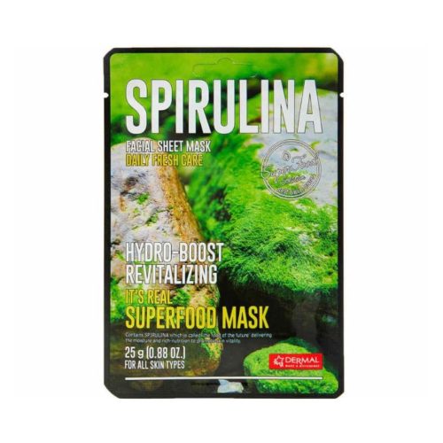 DERMAL Superfood lakštinė veido kaukė su spirulina, 25g