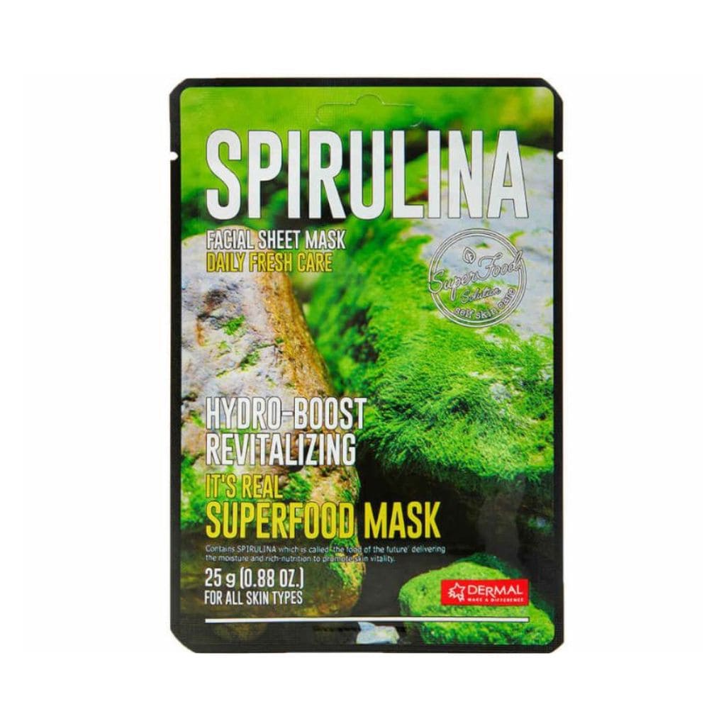DERMAL Superfood lakštinė veido kaukė su spirulina, 25g