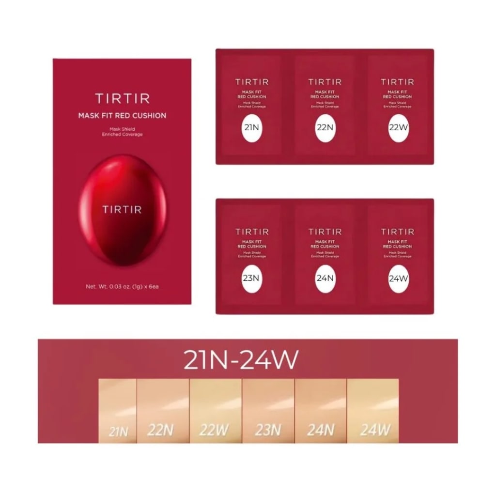 TIRTIR makiažo pagrindo mėginėliai Mask Fit Red Cushion (21N-24W), 6 vnt.