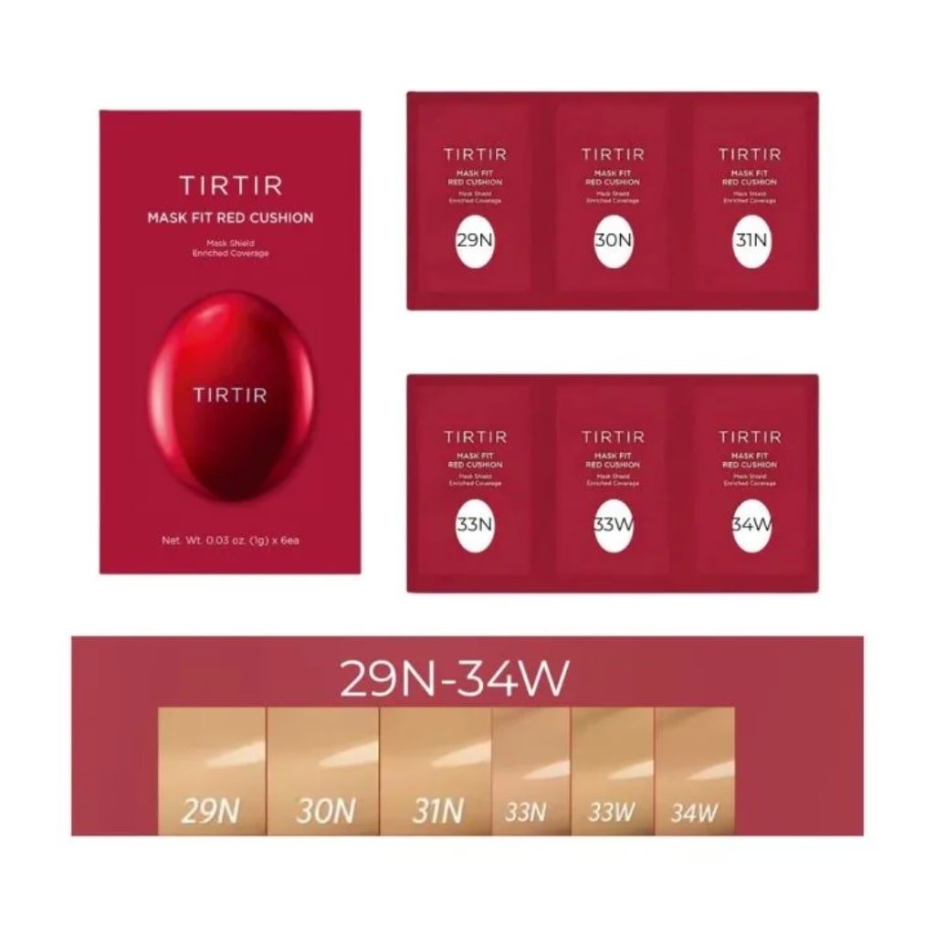 TIRTIR makiažo pagrindo mėginėliai Mask Fit Red Cushion (29N-34W), 6 vnt.