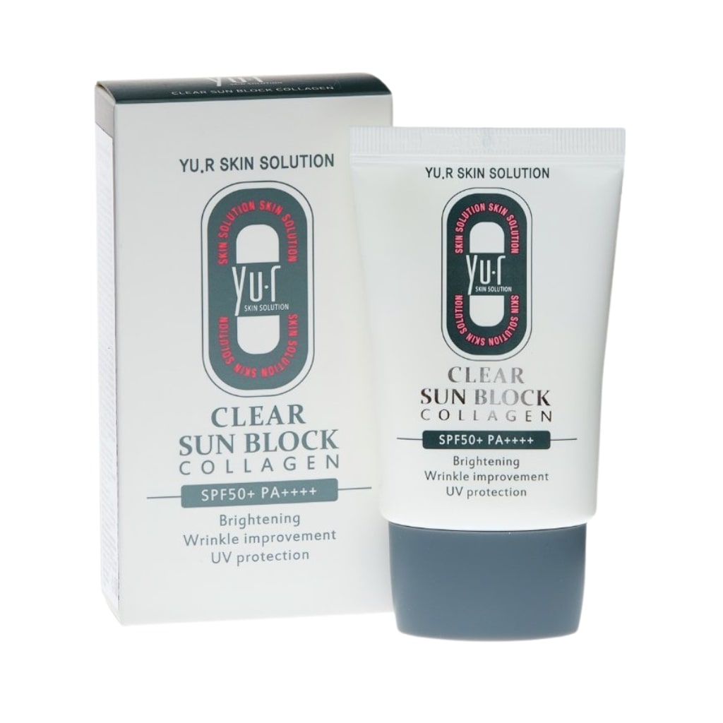 YU.R apsauginis veido kremas nuo saulės su kolagenu Clear Sun Block Collagen SPF50+ PA++++, 30ml