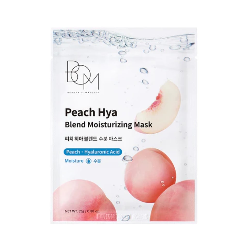 BOM drėkinananti lakštinė veido kaukė Peach Hya Blend Moisturizing Mask 1vnt.