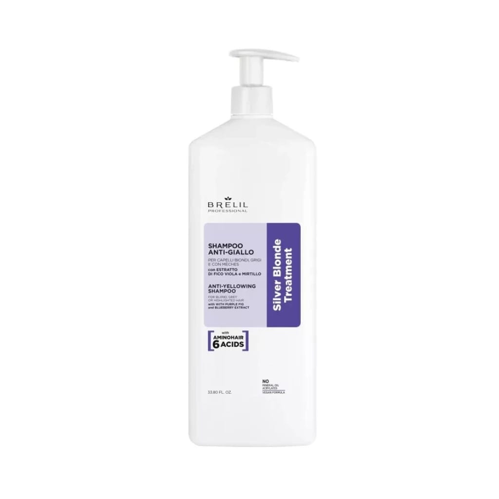 BRELIL šampūnas šviesiems ir žiliems plaukams SILVER BLONDE ANTI-YELLOW SHAMPOO, 1000ml