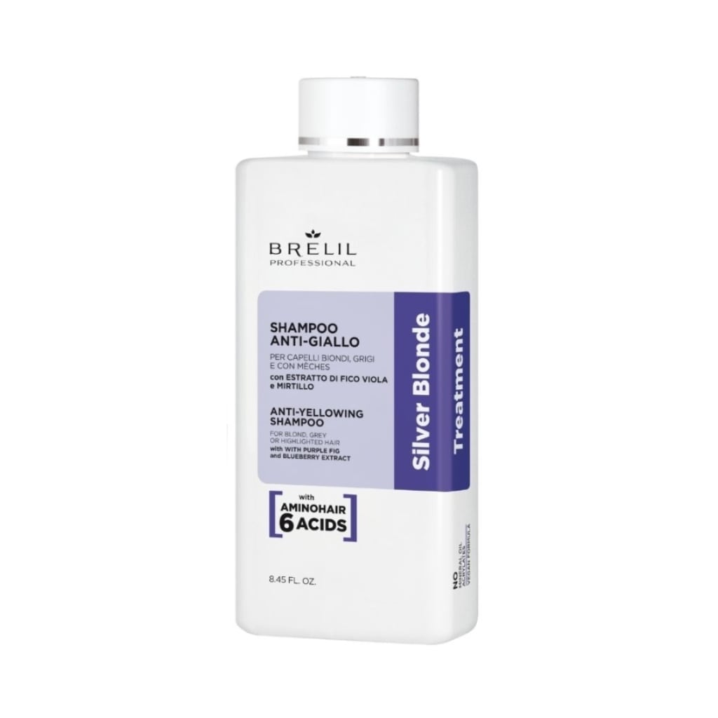 BRELIL šampūnas šviesiems ir žiliems plaukams SILVER BLONDE ANTI-YELLOW SHAMPOO, 250ml