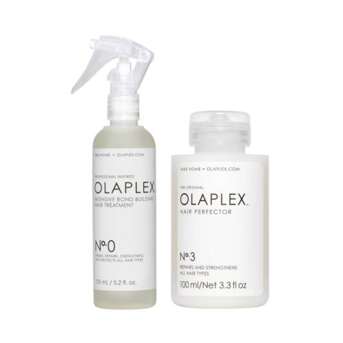OLAPLEX intensyvaus poveikio plaukų atkuriamasis namų rinkinys - No.0 ir No.3