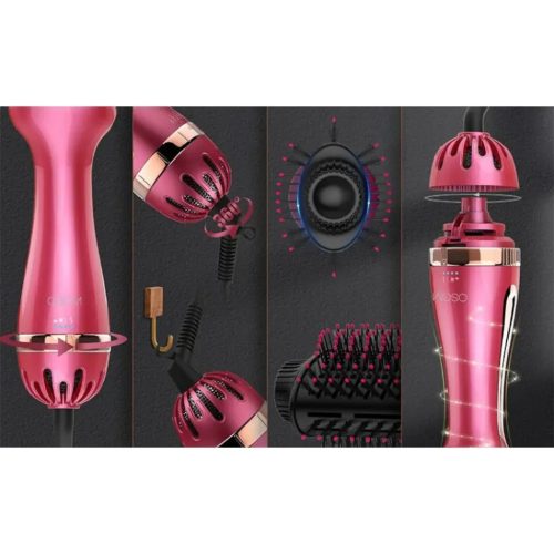 OSOM Professional karšto oro plaukų formuotuvas-džiovintuvas One Step Hot Air Brush OSOM601PL, su infraraudonaisiais spinduliais, slyvinės spalvos,1000 W